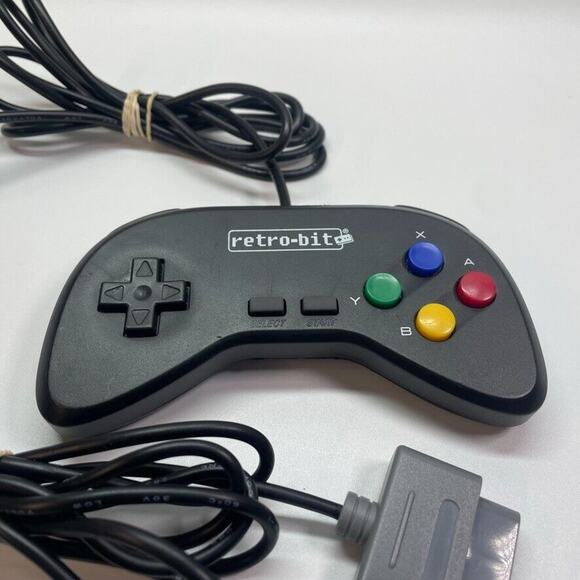 Lot of 2 Retro-bit SNES Super Nintendo Controller - Black Multi‎ Color Buttons - Picture 3 of 5